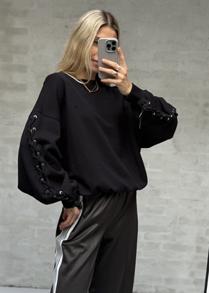 Lacing crewneck sweat Sort ROTATE SUNDAY